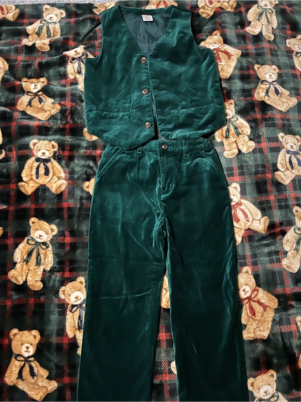 Gymboree Emerald Green Velvet Vest & Pants